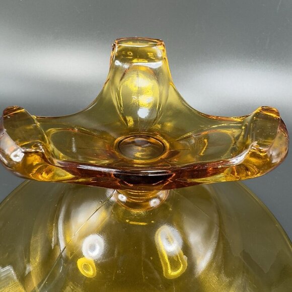Viking Epic Arching Foot West Virginia Glass Amber Tall Glass Dish Bowl Vintage - Picture 7 of 13